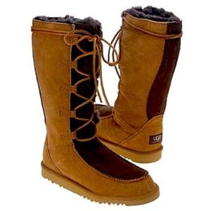 UGG Leather Shearling Lace Up Boots